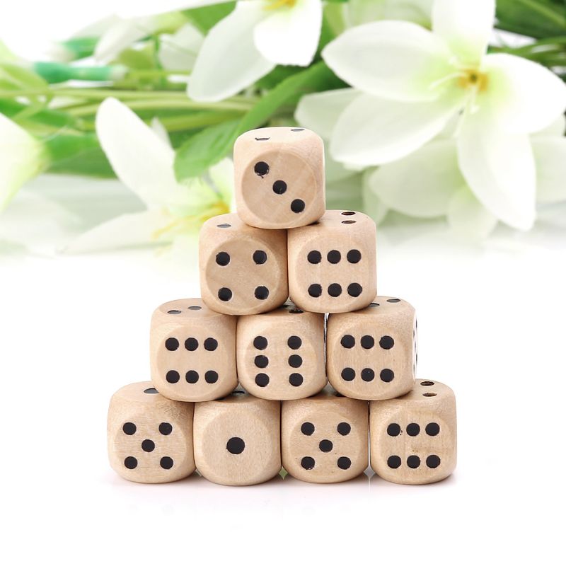 Board Game Digital - 10 قطعة النرد الخشبي 6 الوجهين